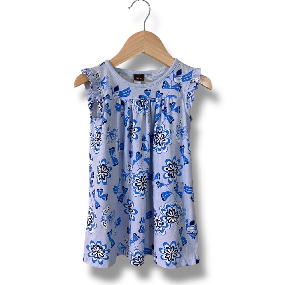 Tea Collection Blue and White Floral Mighty Mini Dress